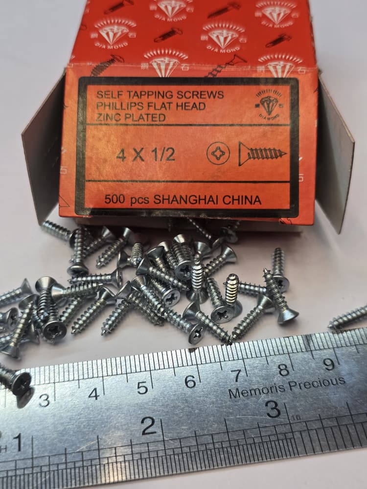 پیچ خودکار سرتخت 1/2*4 چینی 12.5*2.9 (مخصوص مته 2.5)